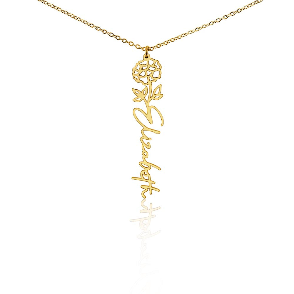Custom Name Necklace Birth  Month Flowers