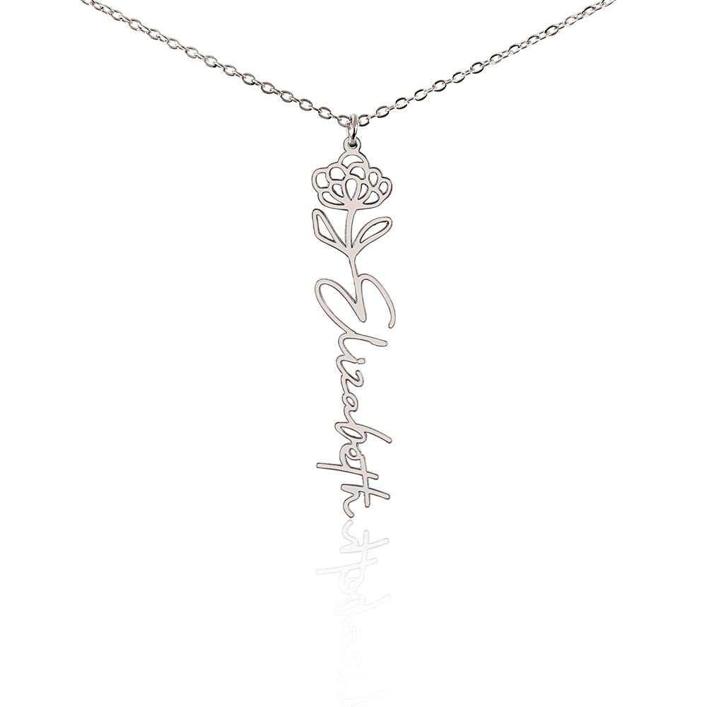 Custom Name Necklace Birth  Month Flowers