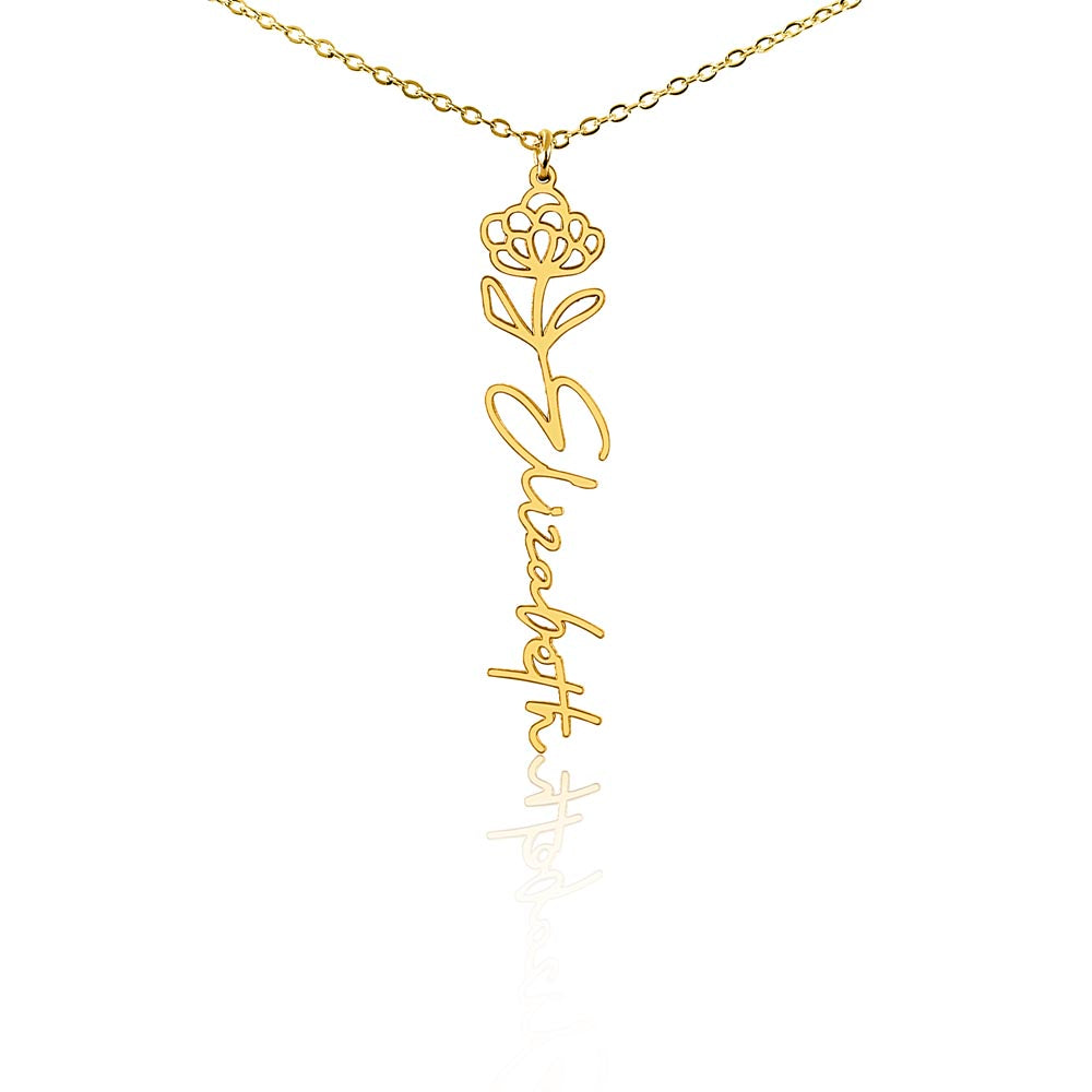 Custom Name Necklace Birth  Month Flowers