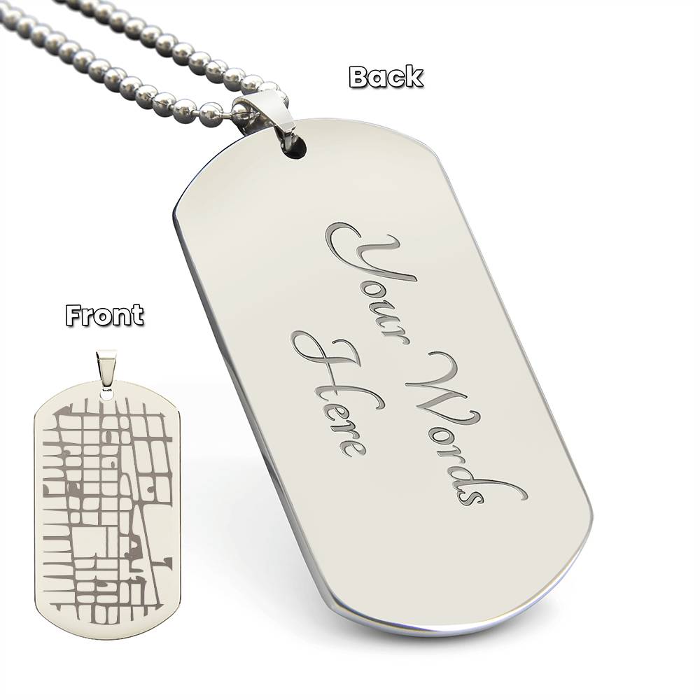 Custom Engraved Dog Tag Map  Necklace with Ball Chain