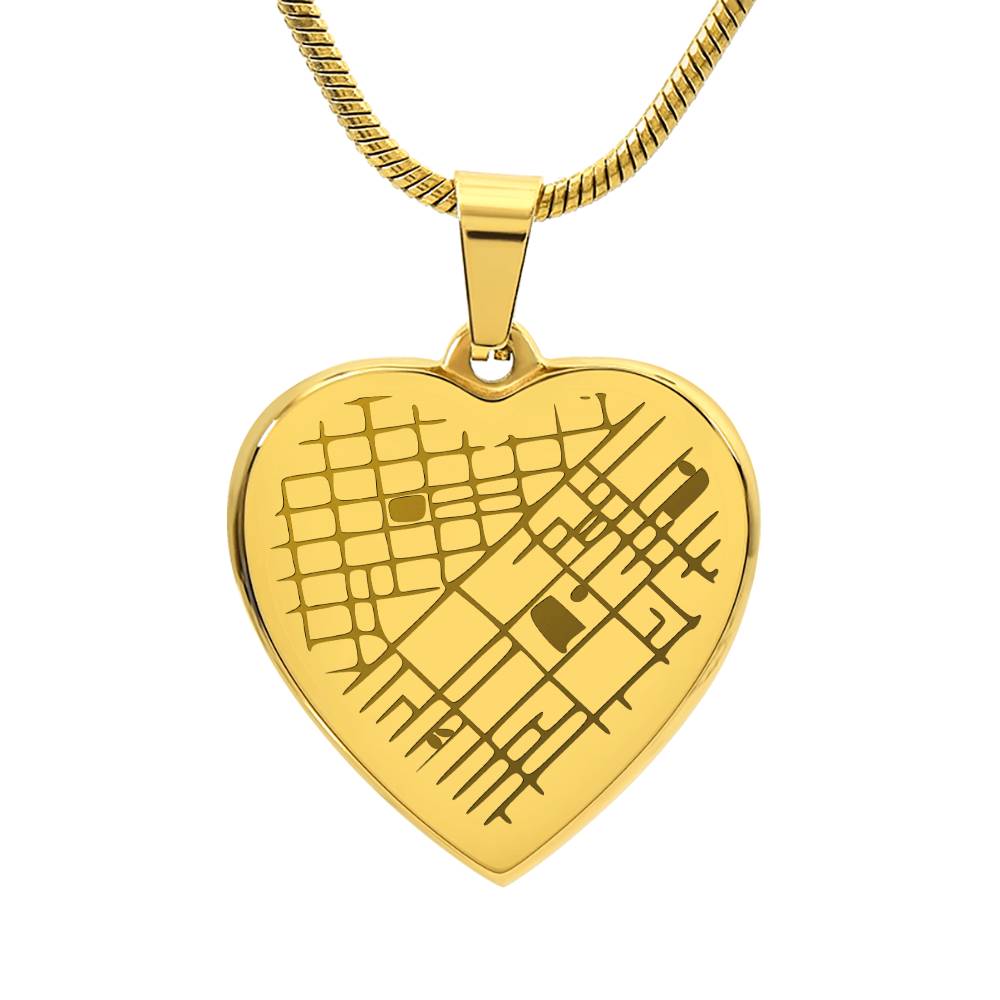 Custom Engraved Map Heart Necklace