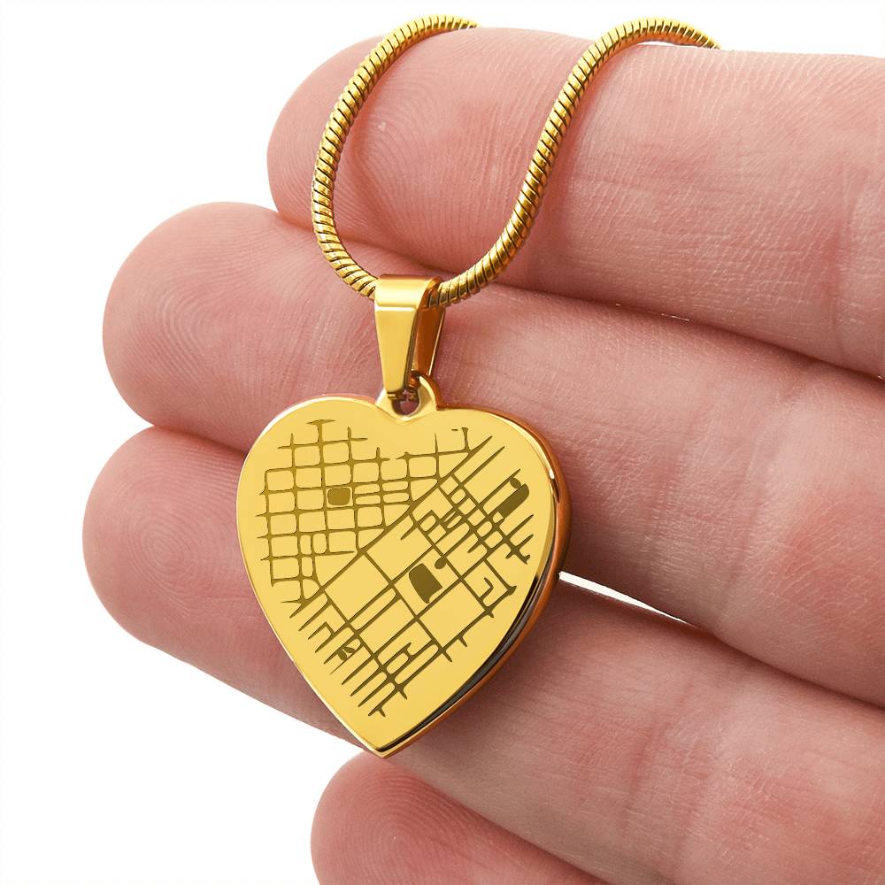 Custom Engraved Map Heart Necklace