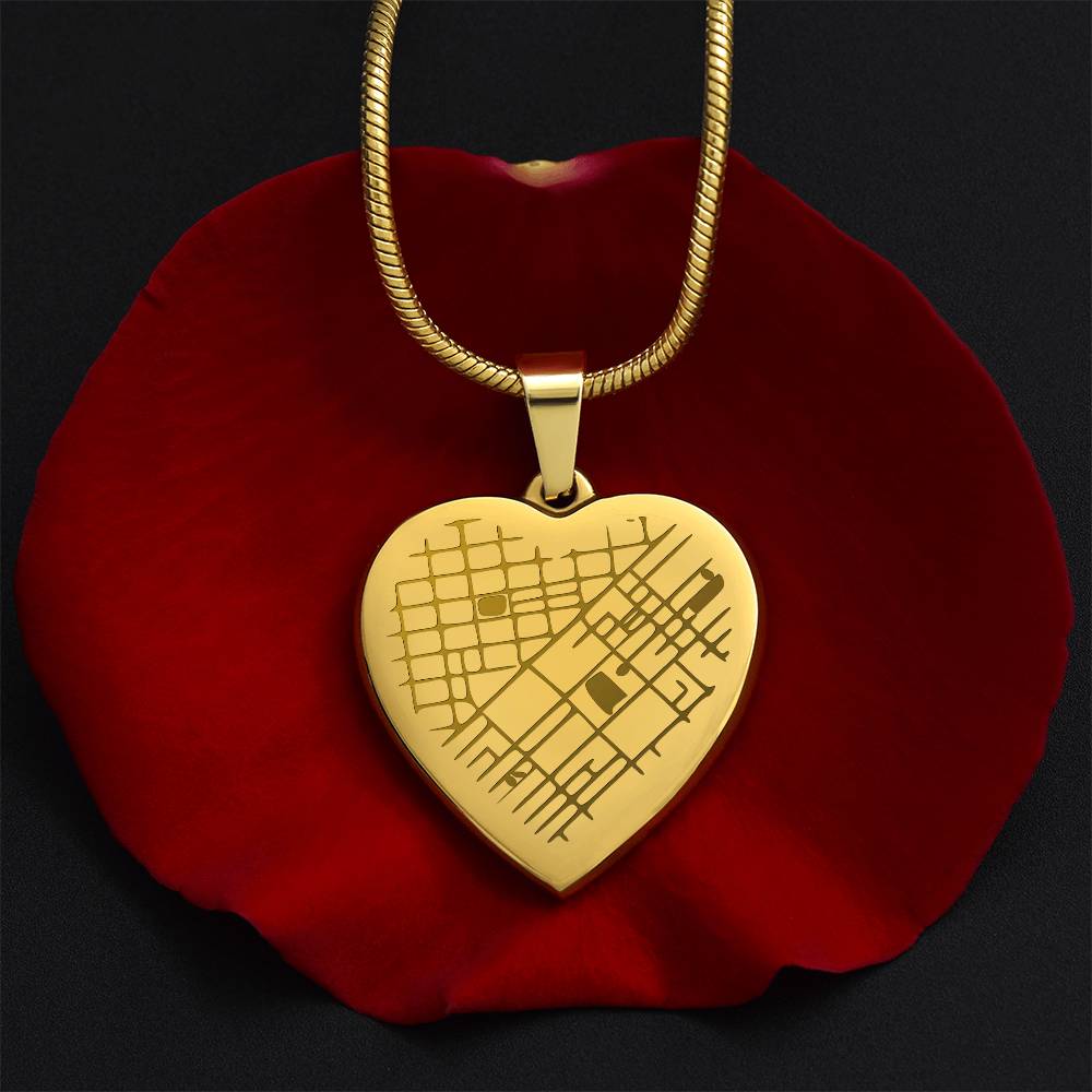 Custom Engraved Map Heart Necklace
