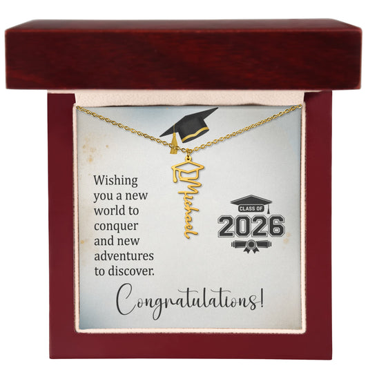 Graduation Cap Personalized Name Necklace
