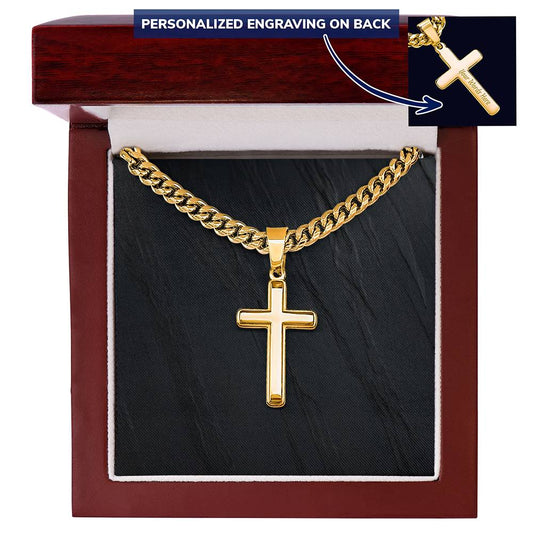 Personalized Cross with Cuban Link Chain