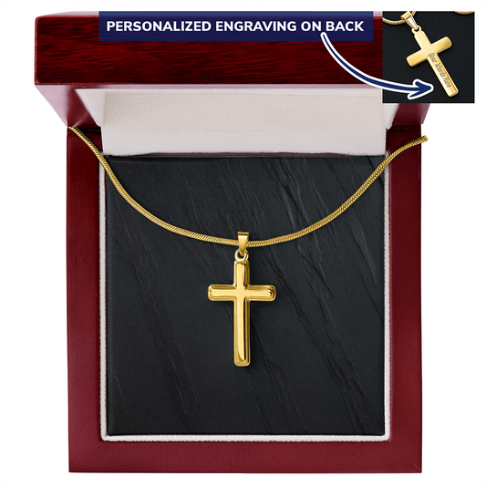Personalized Cross Necklace with Snake Chain