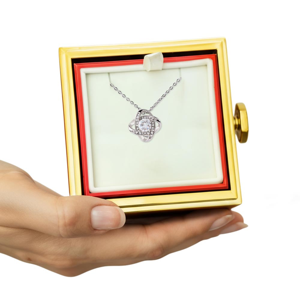 Rotating Rose Gift Box with Love Knot Necklace