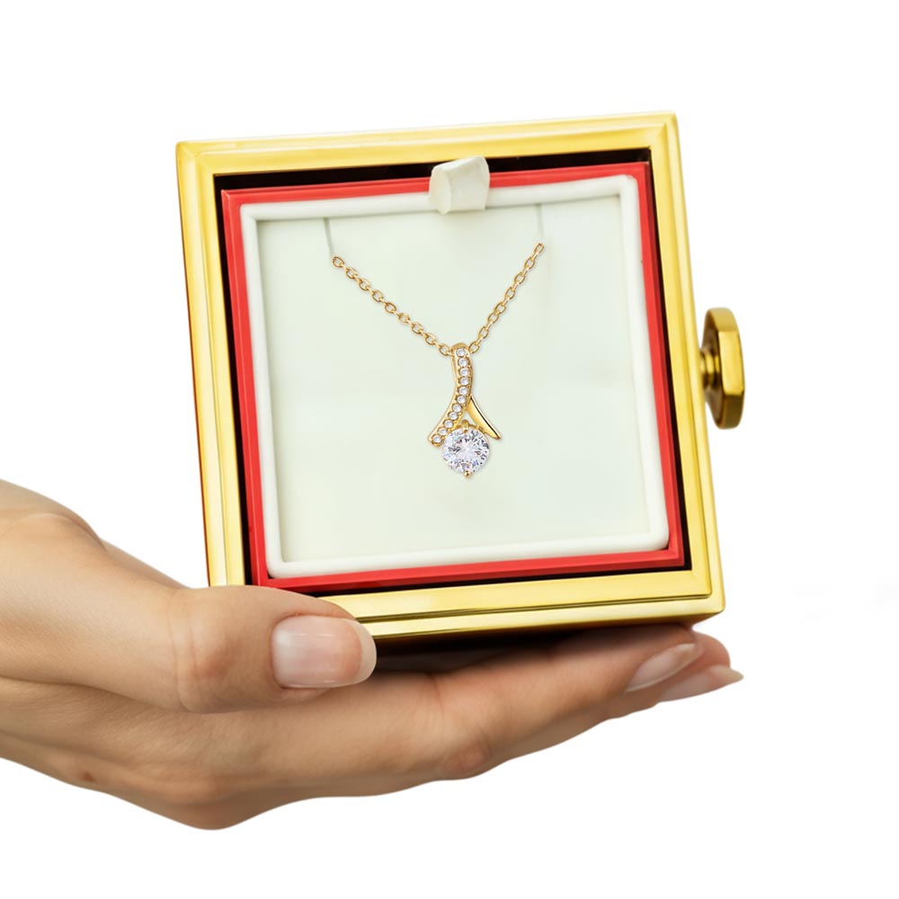 Rotating Rose Gift Box with Alluring Beauty Necklace