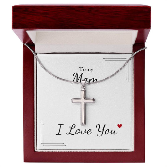 To my Mom Artisan Crafted Stainless Steel Cross Jewelry Necklace