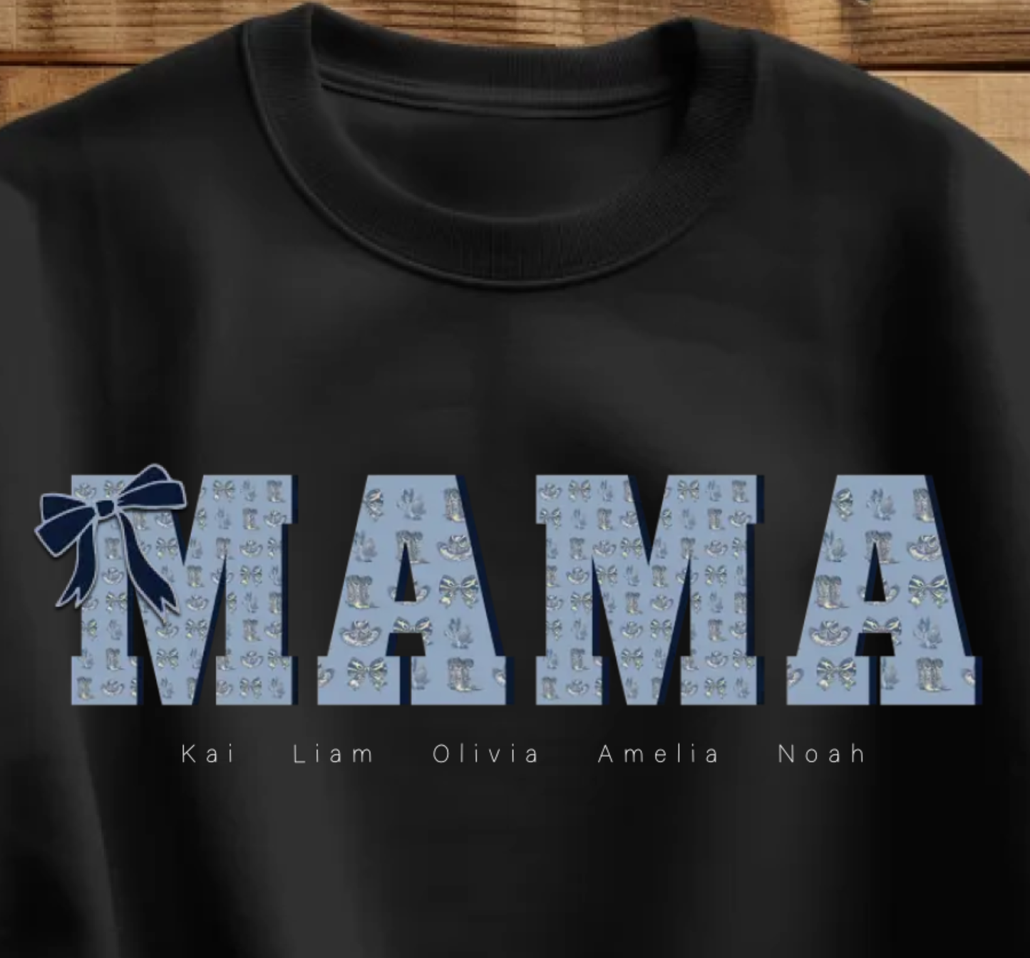 Mama  Crewneck Sweatshirt Blue Western Coquette Style