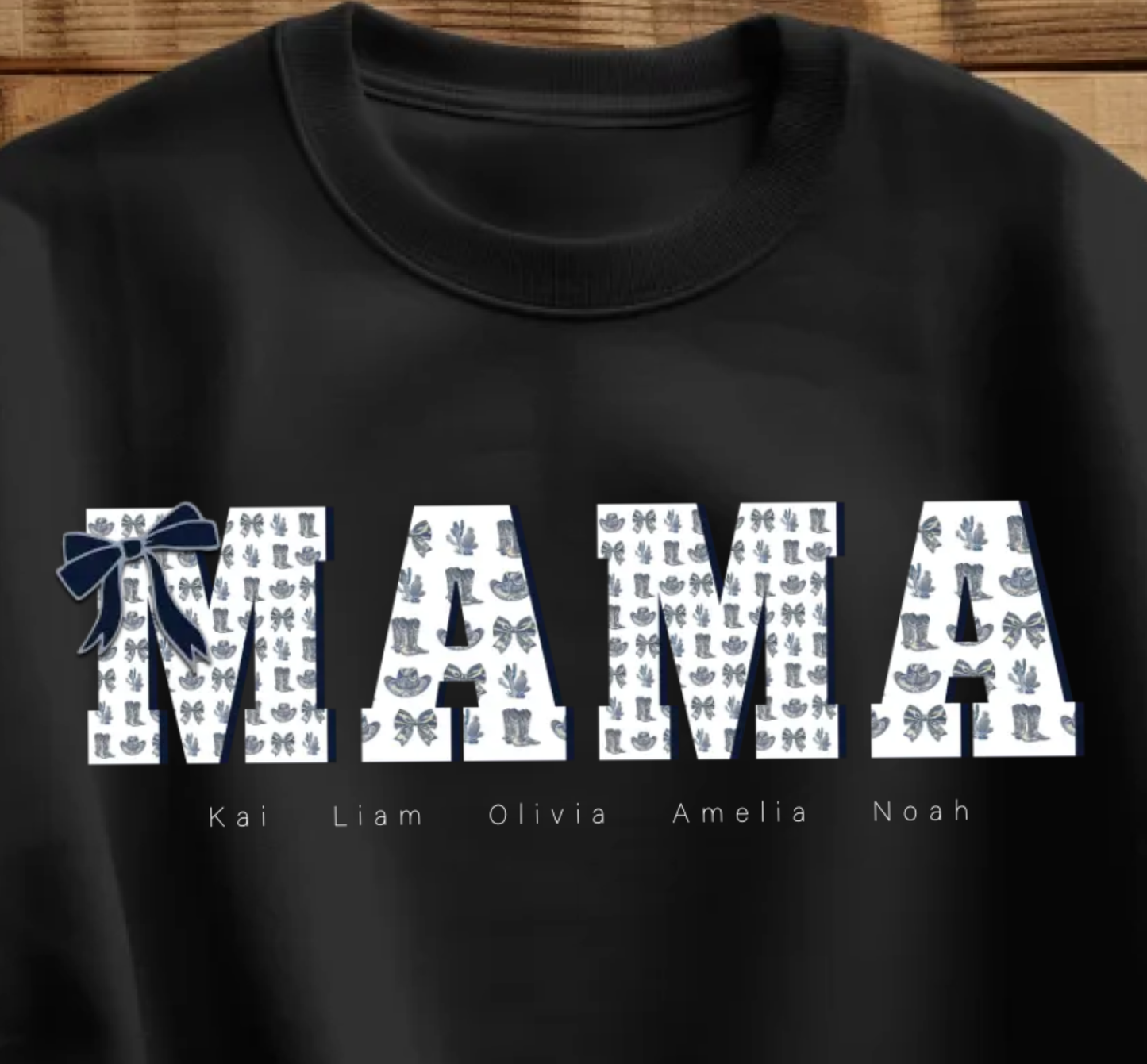 Mama Custom Sweatshirt Western Coquette Style White Background