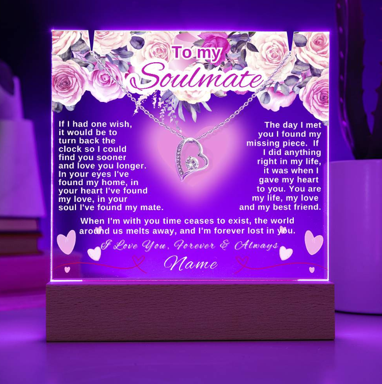 Soulmate Forever Love Necklace Pink Roses Keepsake Acrylic Bundle 2.2