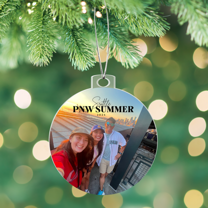 Custom Ornament Family Photo with Dual Font