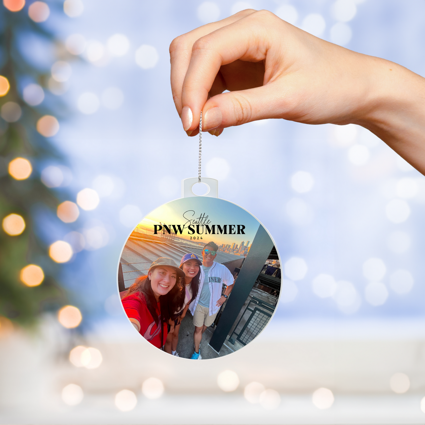 Custom Ornament Family Photo with Dual Font