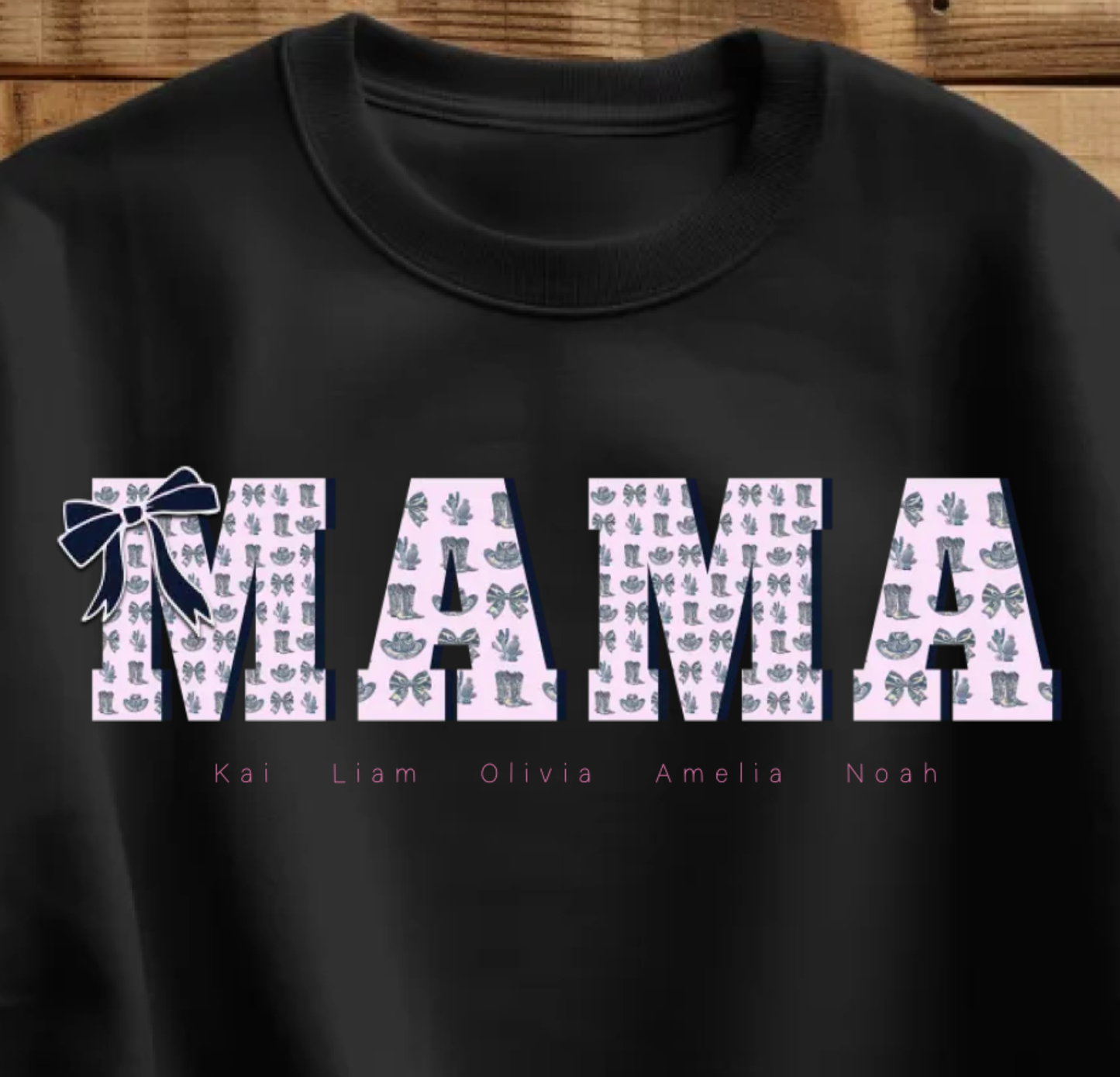 Mama Custom Crewneck Pink Western Style with Coquette