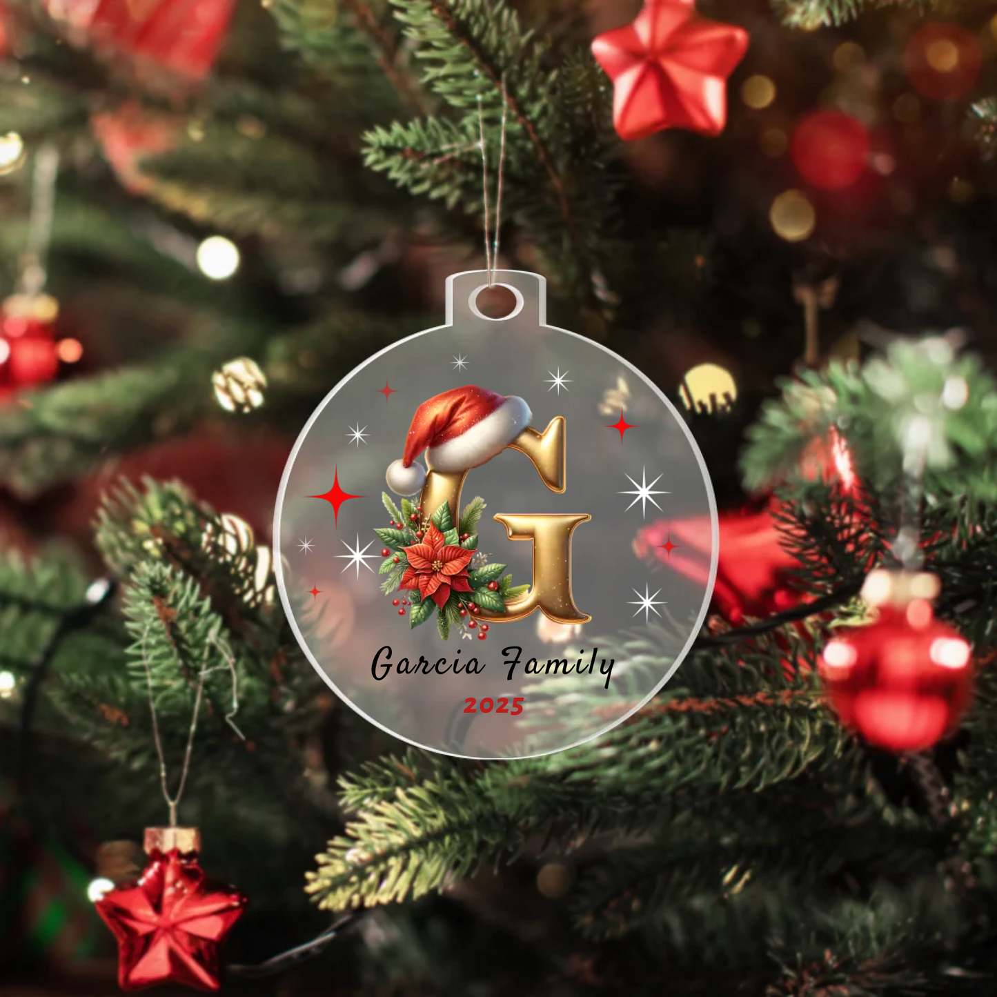 Personalized Family Name Christmas Acrylic Ornament
