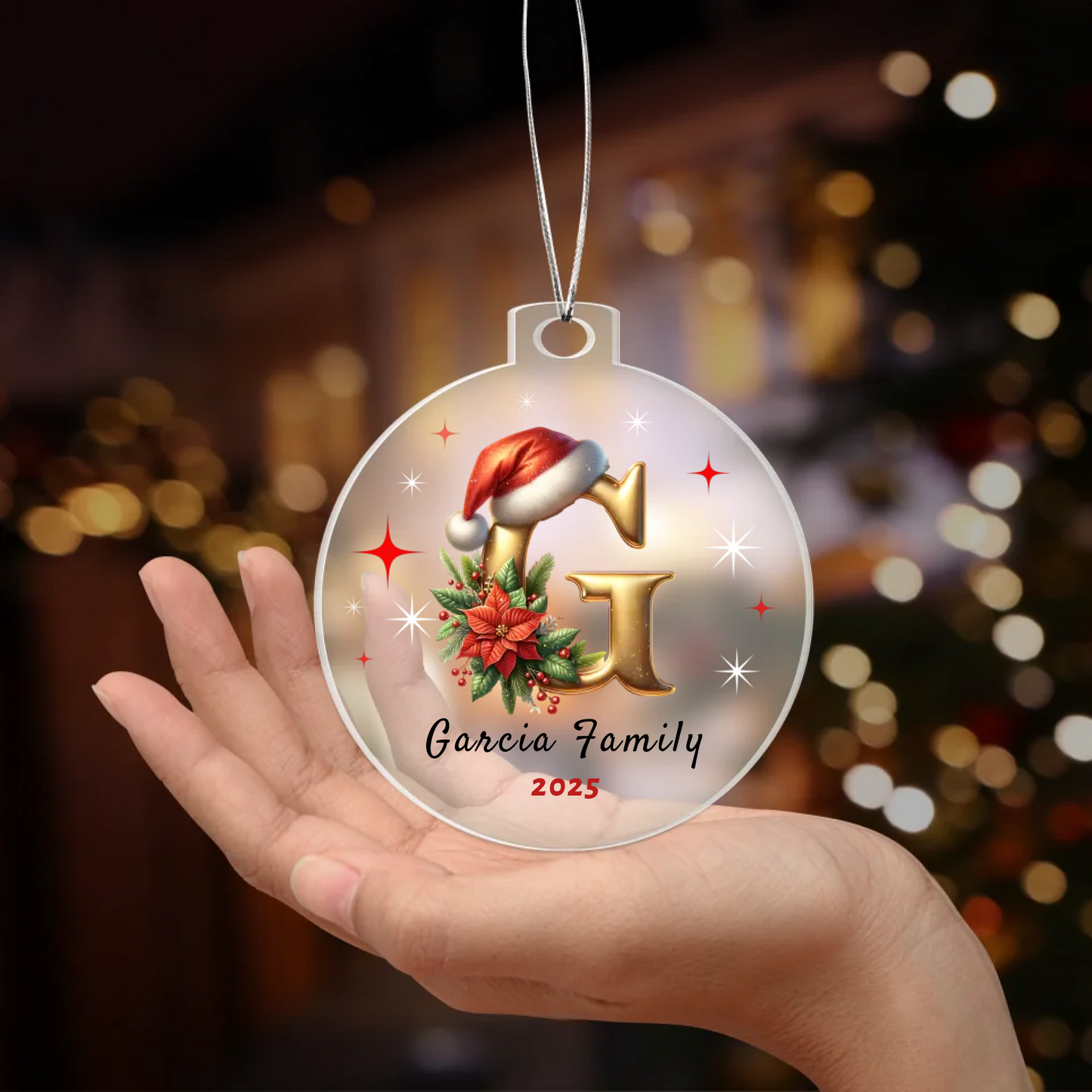 Personalized Family Name Christmas Acrylic Ornament