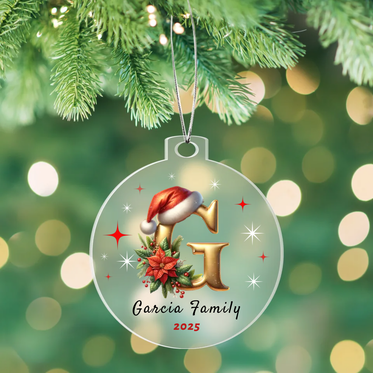 Personalized Family Name Christmas Acrylic Ornament