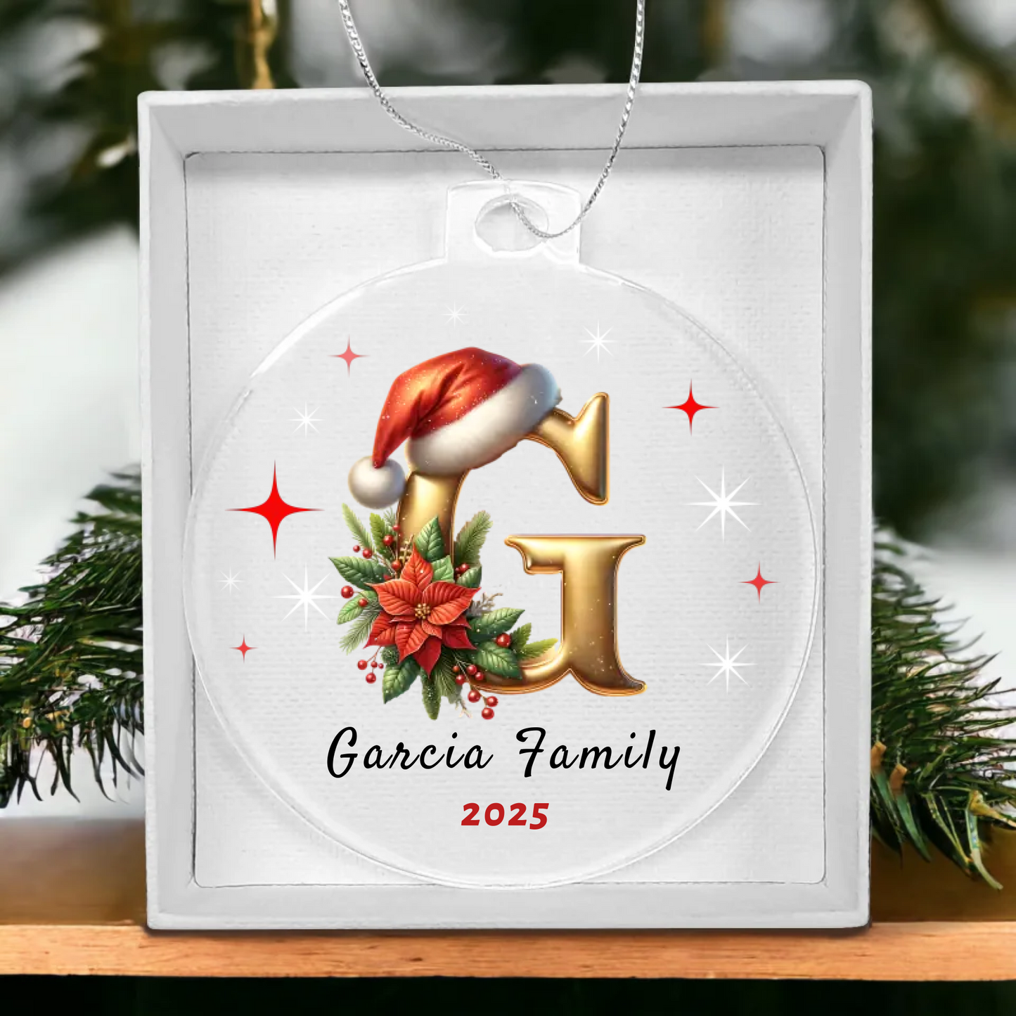 Personalized Family Name Christmas Acrylic Ornament
