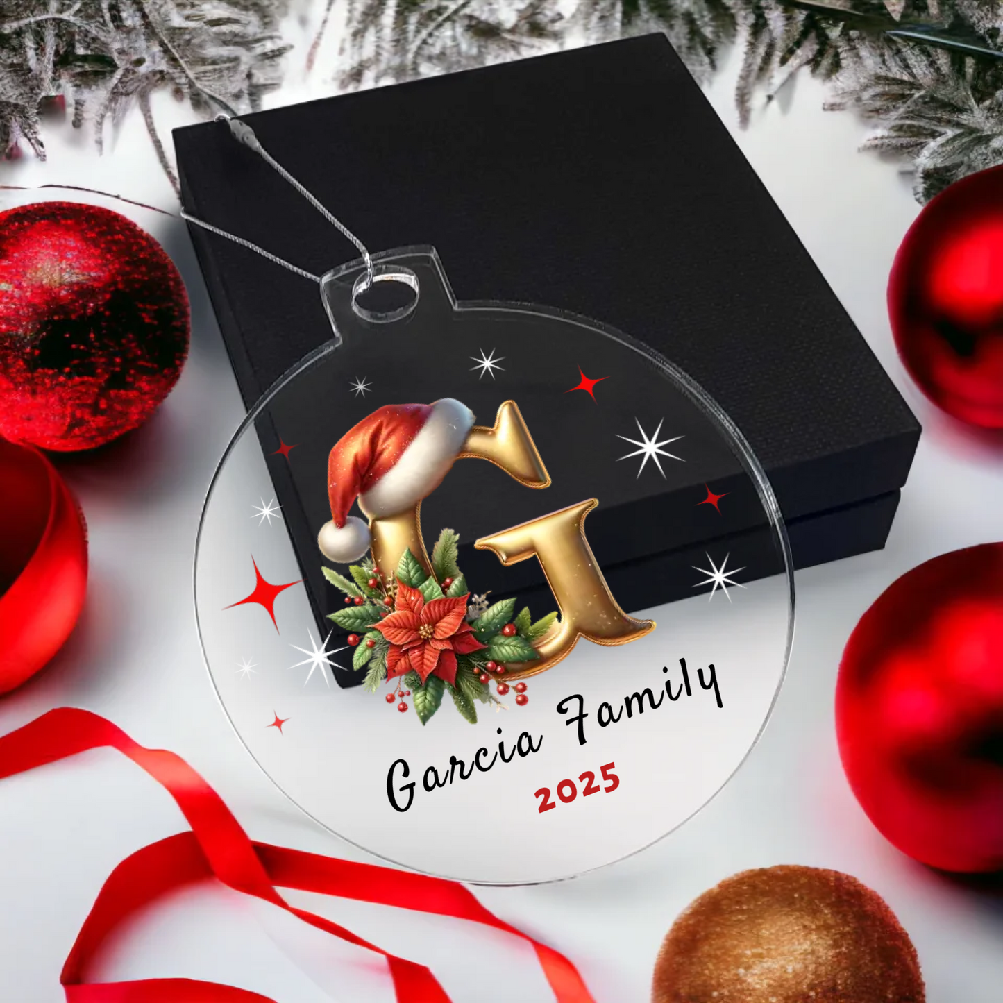 Personalized Family Name Christmas Acrylic Ornament