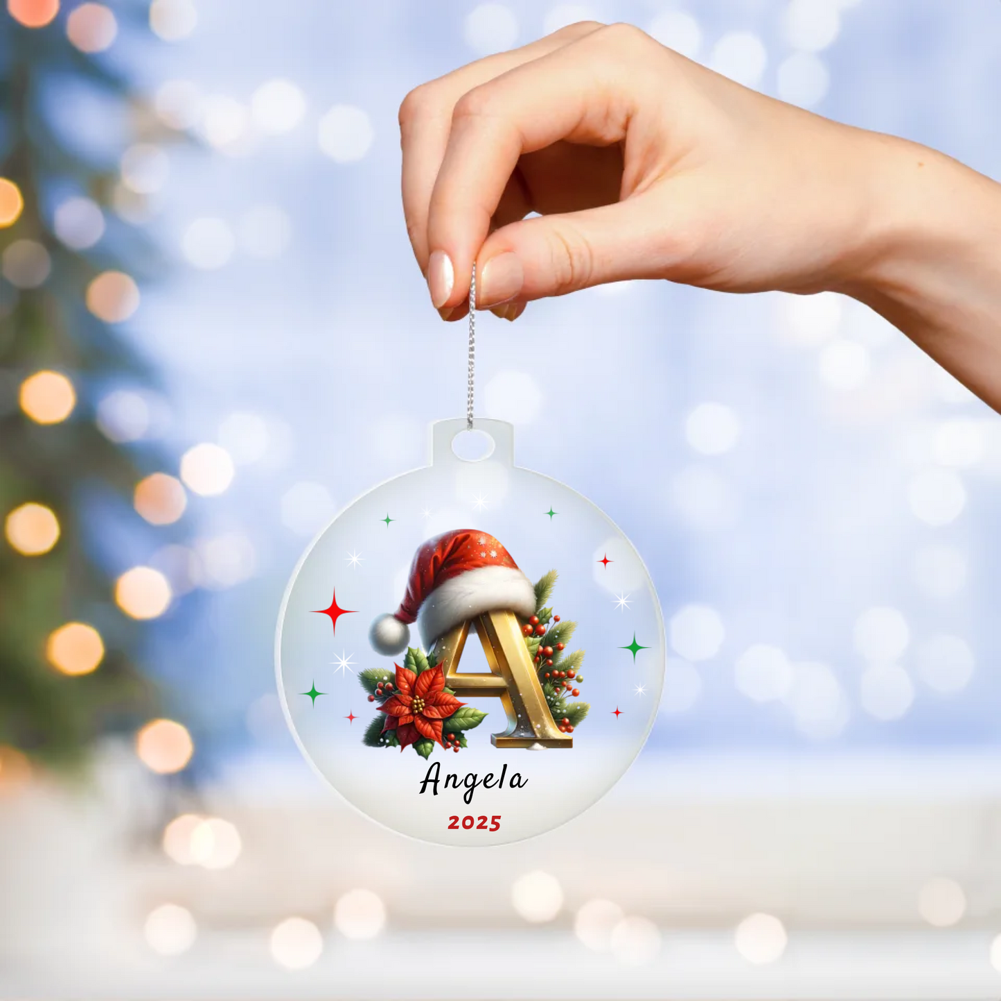 Personalized Initial Christmas Acrylic Ornament