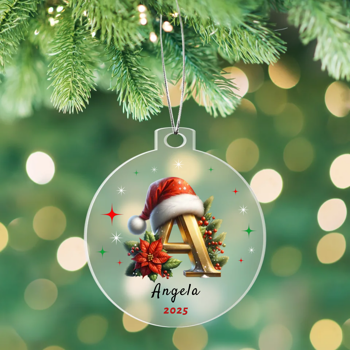 Personalized Initial Christmas Acrylic Ornament