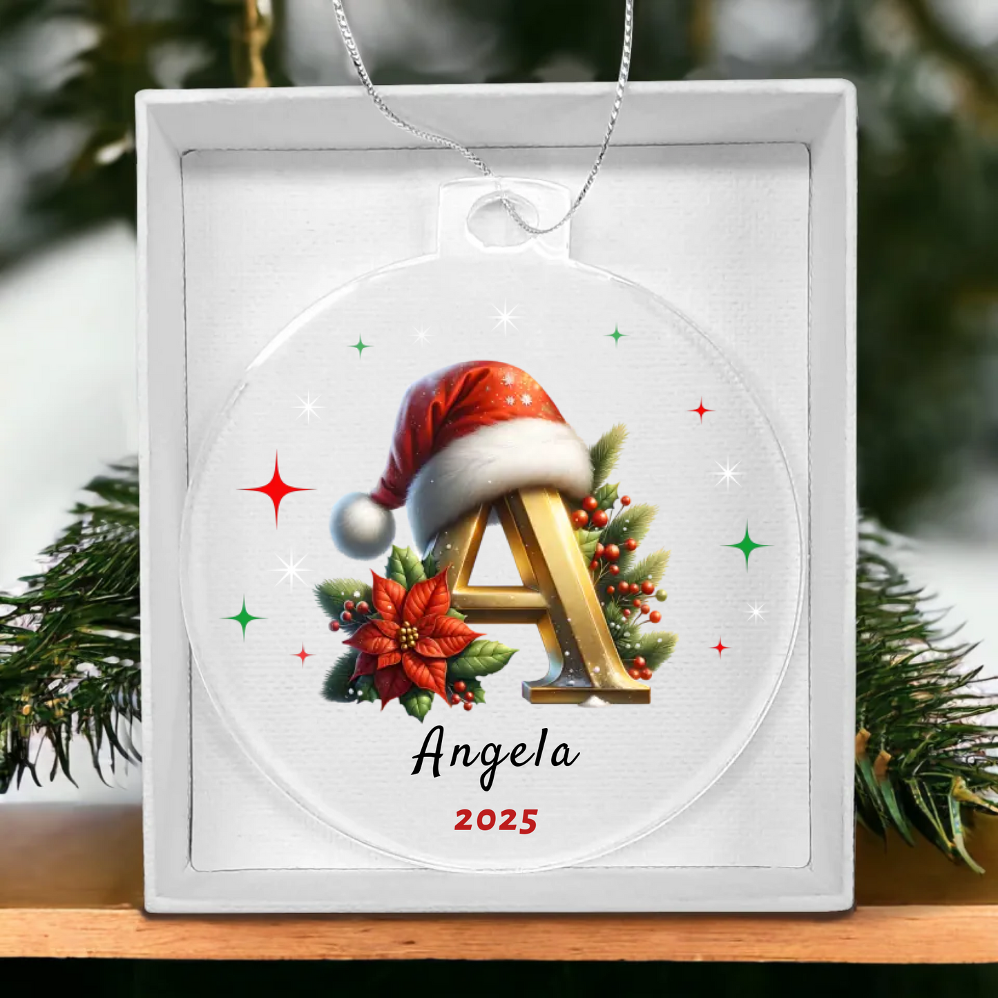 Personalized Initial Christmas Acrylic Ornament