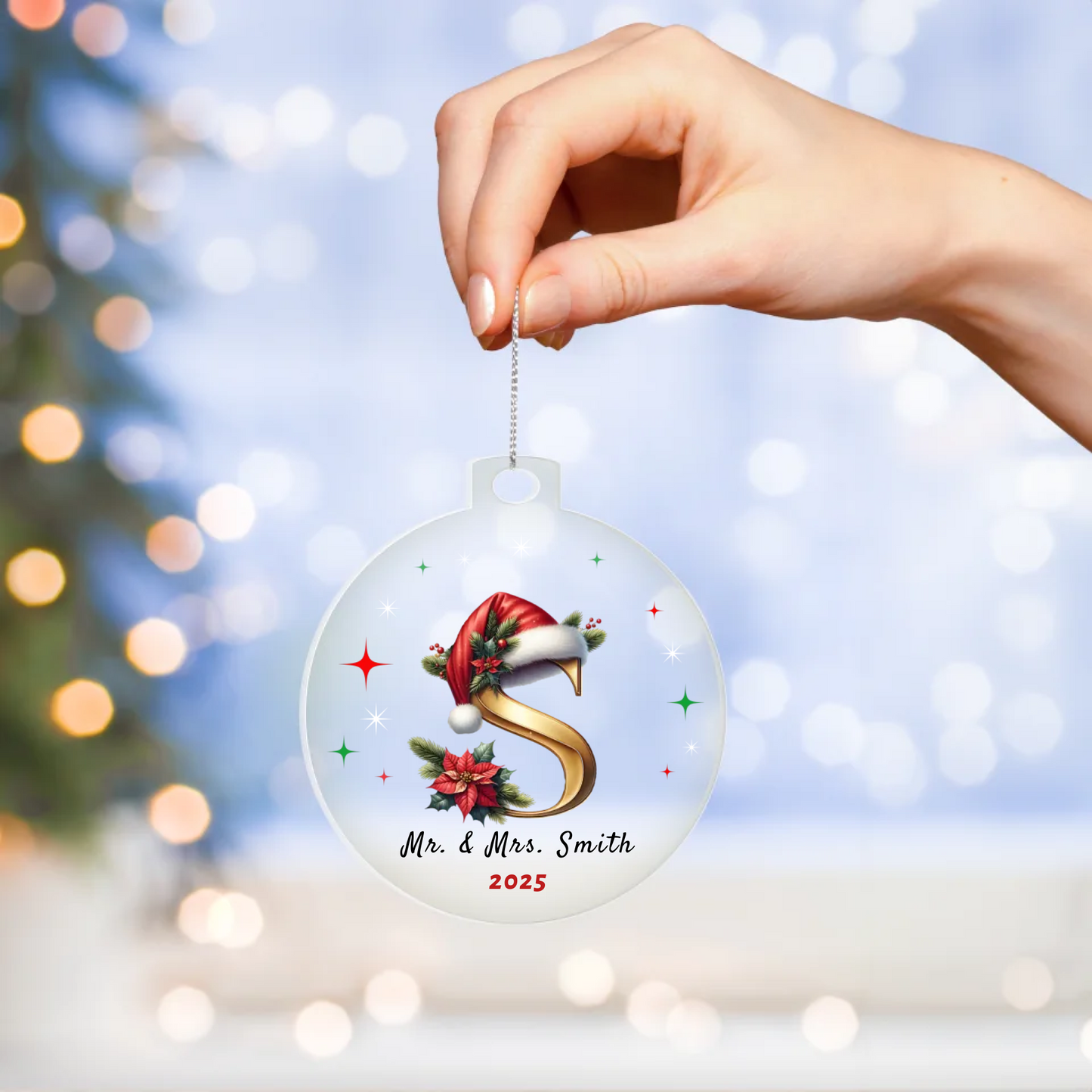 Personalized Mr & Mrs Initial Christmas Acrylic Ornament
