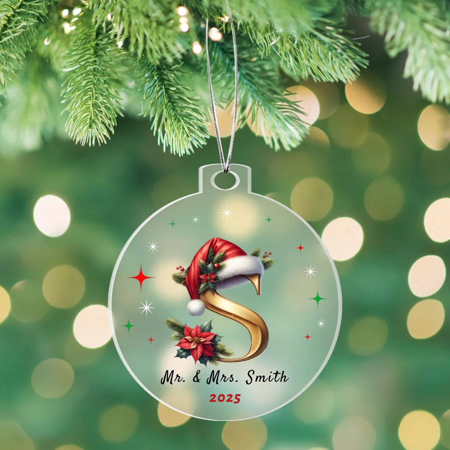 Personalized Mr & Mrs Initial Christmas Acrylic Ornament