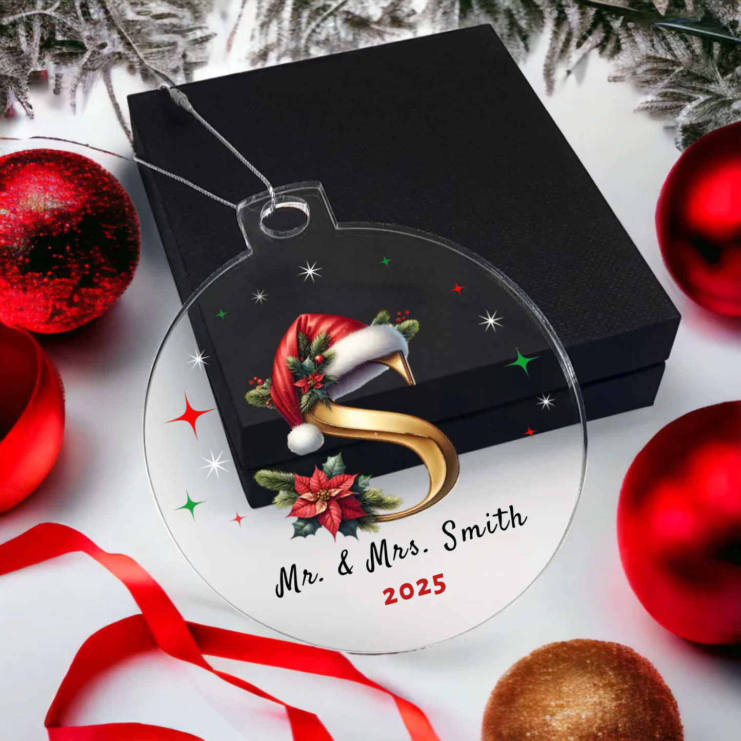 Personalized Mr & Mrs Initial Christmas Acrylic Ornament