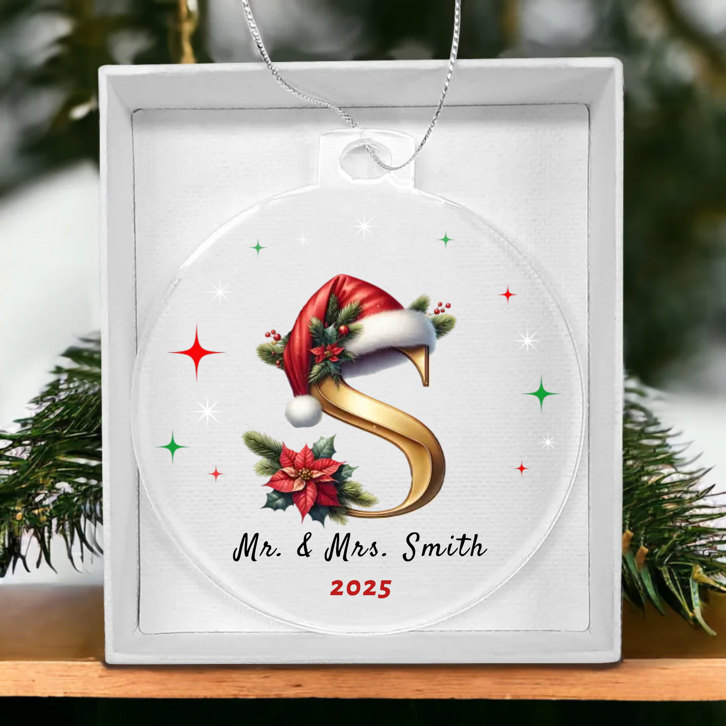 Personalized Mr & Mrs Initial Christmas Acrylic Ornament